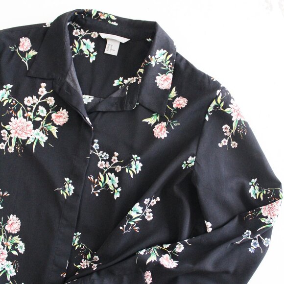 H&M Floral Long Sleeved Button Down Shirt / Top Size US 12 - Picture 1 of 6